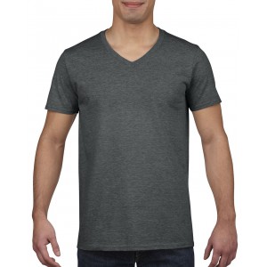 Gildan SoftStyle frfi V-nyak pl, Dark Heather (T-shirt, pl, kevertszlas, mszlas)