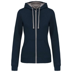 Kariban Contrast n�i kapucnis pul�ver, Navy/Fine Grey